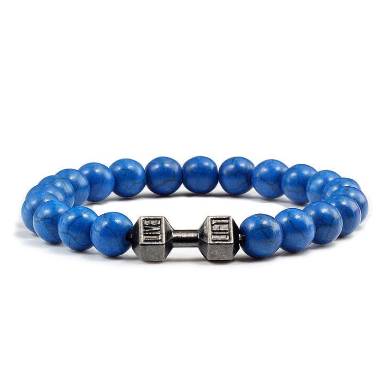 image-Turquoise Energy Gun Black Electroplated Alloy Barbell Bracelet
