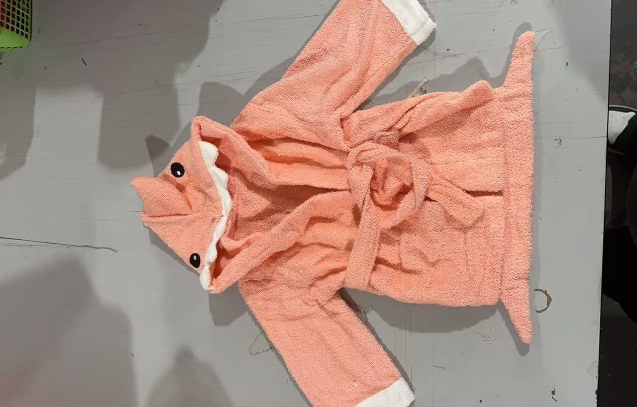 image-Children's Hooded Absorbent Animal-shaped Bathrobe