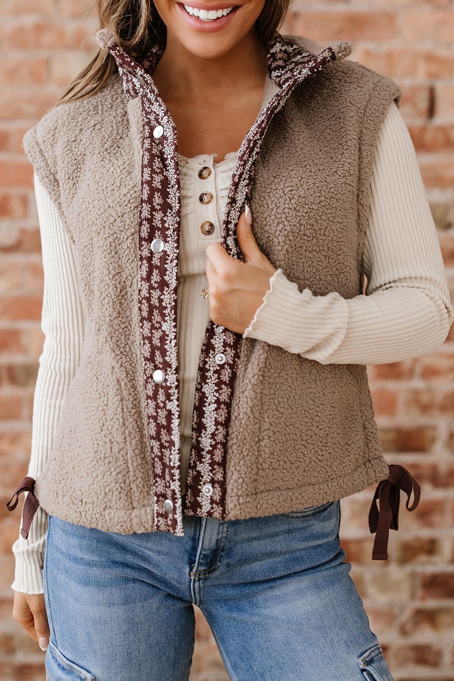 image-Goat Side Bows Sherpa Fleece Vest