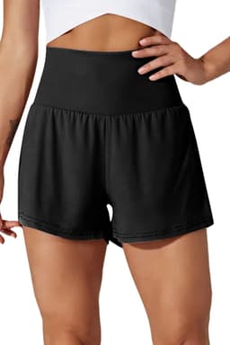 image-Black Pocketed Wide Waistband Swim Shorts
