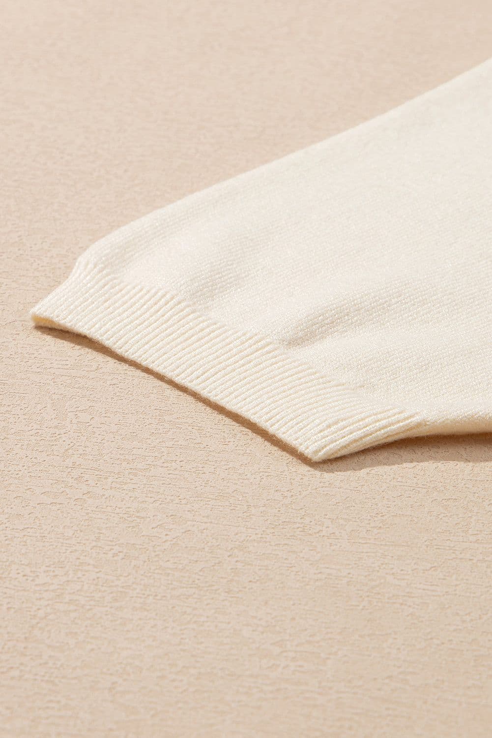 image-Beige Flower Pattern Short Sleeve Knitted Top