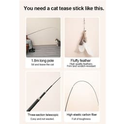 image-Pet Toy Cat-teasing Stick Extendable 180cm Rod Feather Replacement Head Adjustable Extendable Cat-teasing Stick Fishing Cat Toy
