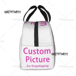 image-Custom Photo Logo Lunch Box Waterproof Customized DIY Print Cooler Thermal Food Insulated Lunch Bag Portable Picnic Tote Bags