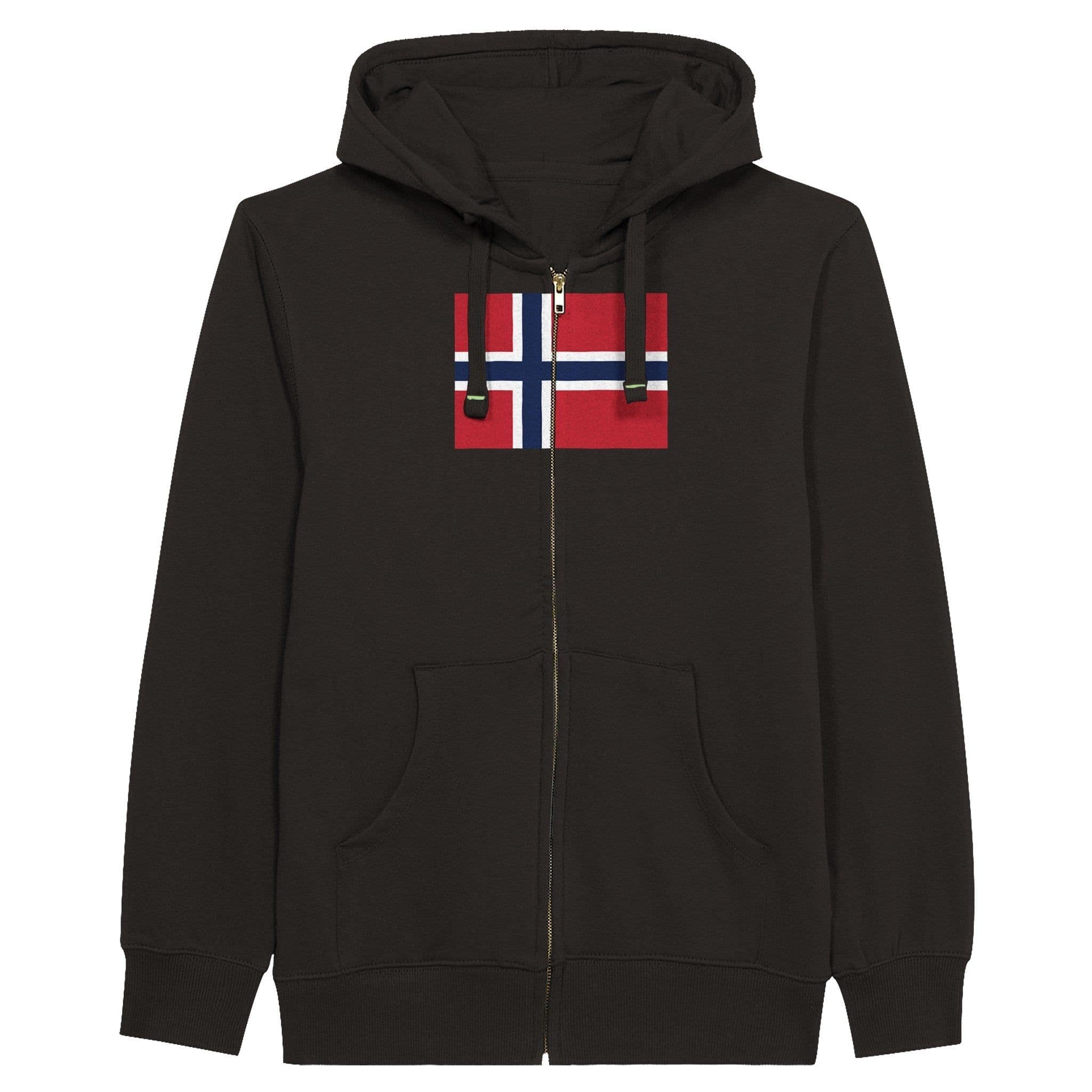 image-Drapeau de l'île Bouvet - Sweat à capuche unisexe bio à fermeture