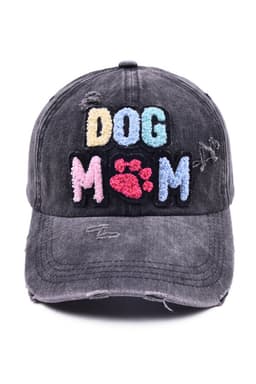 image-Black DOG MOM Baseball Cap - Cotton, Breathable, Cute Design