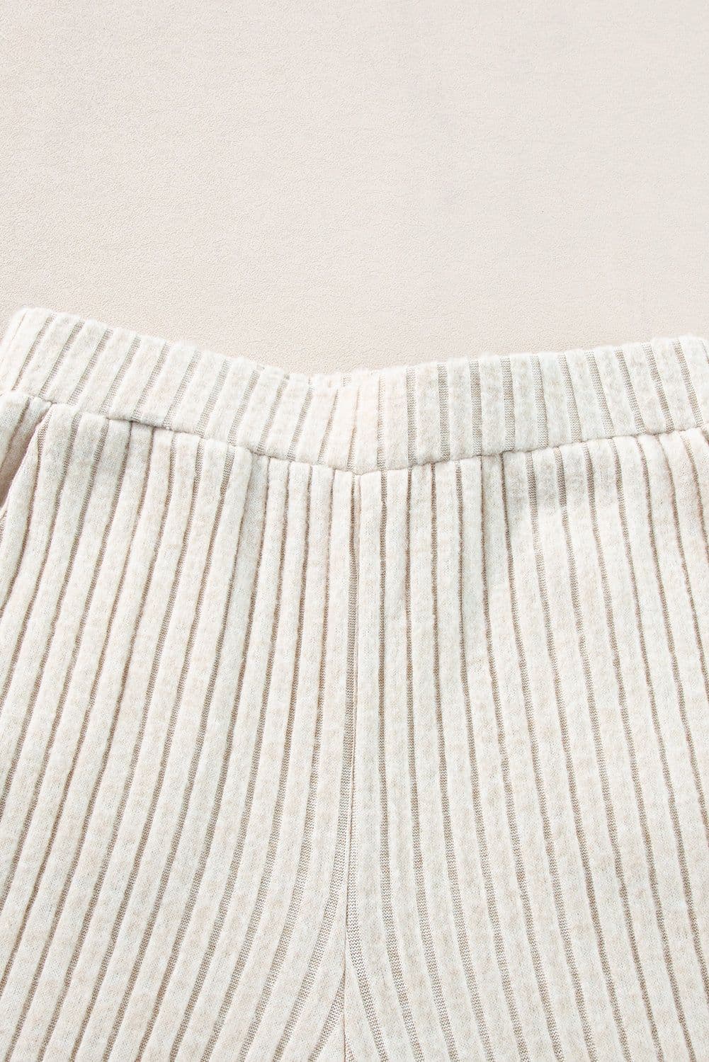 image-Ribbed Knit V Neck Slouchy Two-Piece Outfit - Khaki Modern Chic