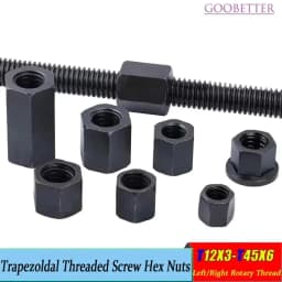 image-T12-T45 Trapezoidal Lead Screw Left/Right Rotary Thread Hex Nut CNC Machine 3D Printer Linear Shaft Carbon Steel ACME Thread