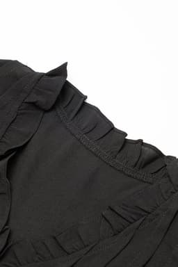image-Black Ruffle Sleeve V Neck Frilled Shift Dress