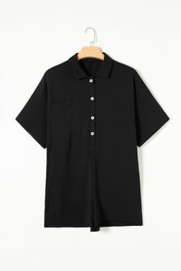 image-Black Half Button Collared Romper