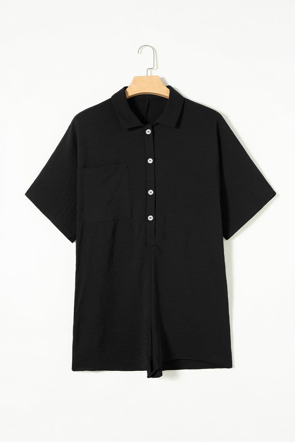 image-Black Half Button Collared Romper