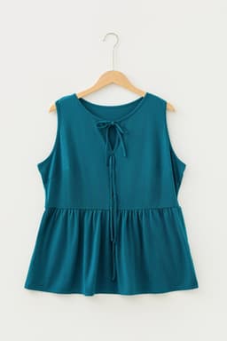 image-Coffee Plus Size Solid Color Bow Tie Peplum Tank Top
