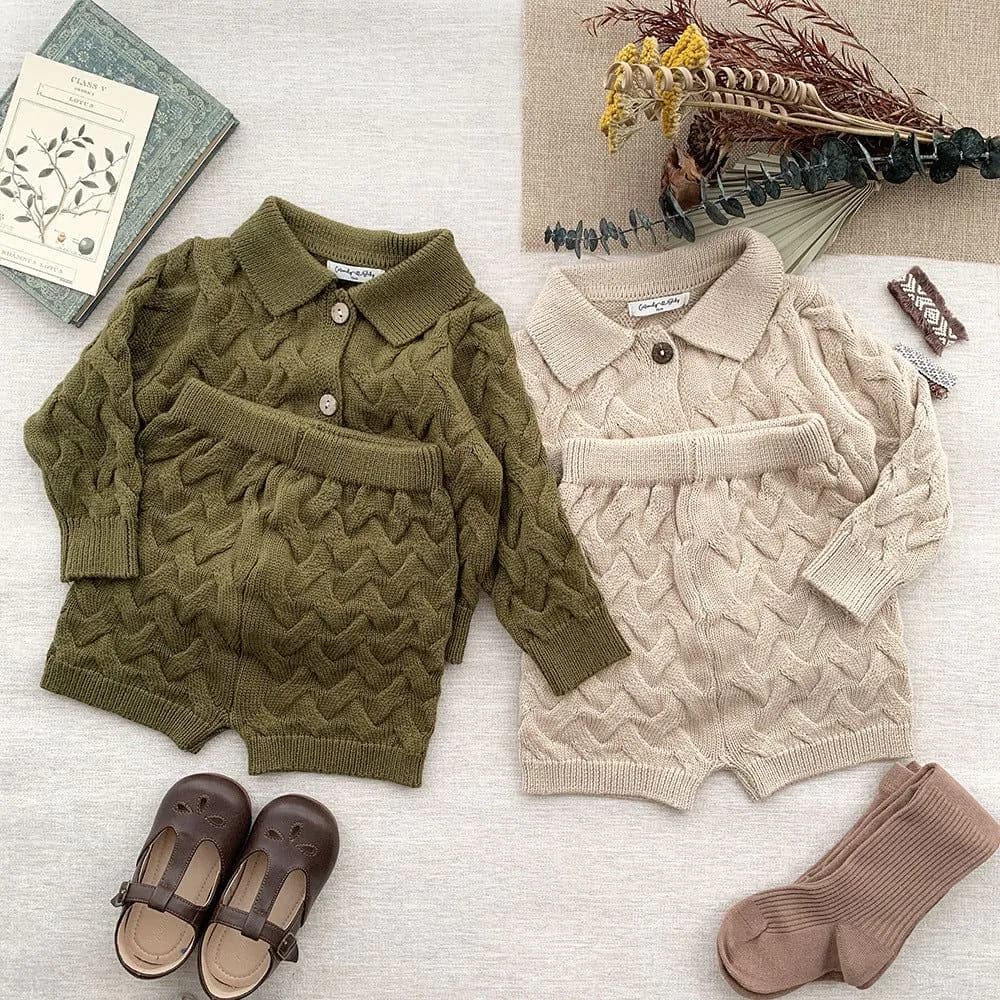 image-Baby European And American Unisex Style Twist Cardigan Jumper Set
