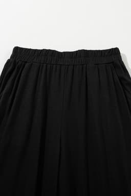 image-Solid Color T-Shirt & Wide Leg Pants Set - 2pcs - Comfortable Fabric