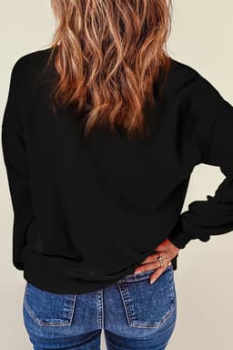 image-Black Chenille XOXO Patched Drop Shoulder Valentines Pullover Sweatshirt