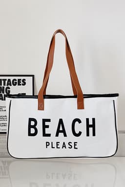 image-Beach Please Canvas Tote Bag - White Large 50cm