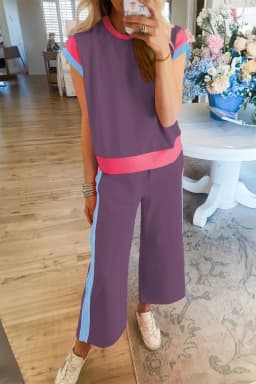 image-Valerian Color Block Two-Piece Set