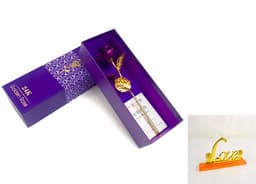 image-24K Luminous Color Gold Rose Flower Set