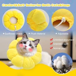 image-Cat Small Dog Recovery Collar, Cute Sunflower Neck Cone After Surgery, Adjustable Pet E Collar, Wound Healing Protective Cone Surgery Recovery Elizabethan Collars For Small Pets