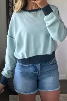 image-Iceland Blue Colorblock Crop Sweatshirt