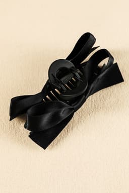 image-Black Large Bow Hair Claw Clip - Durable Plastic Decor