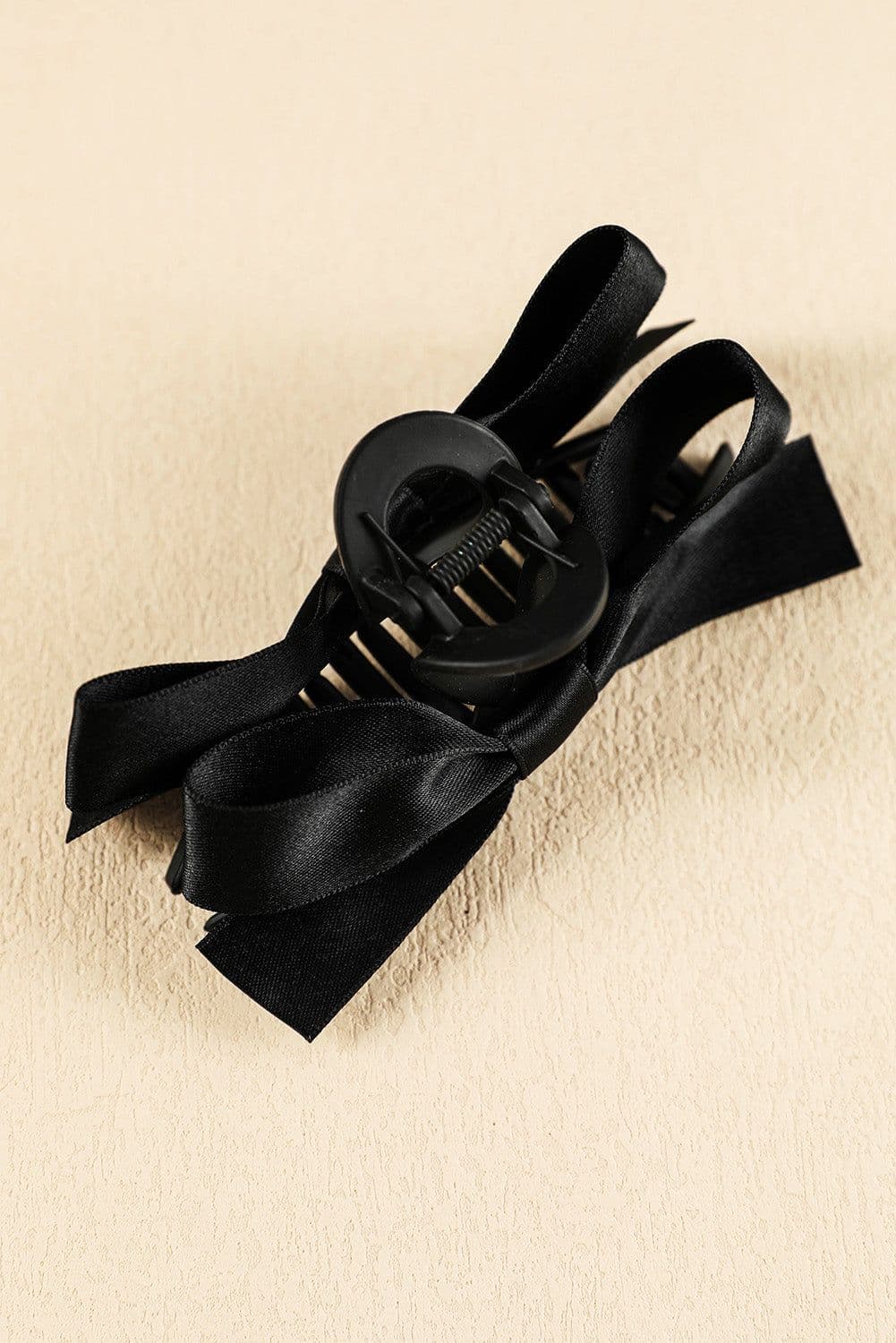 image-Black Large Bow Hair Claw Clip - Durable Plastic Decor