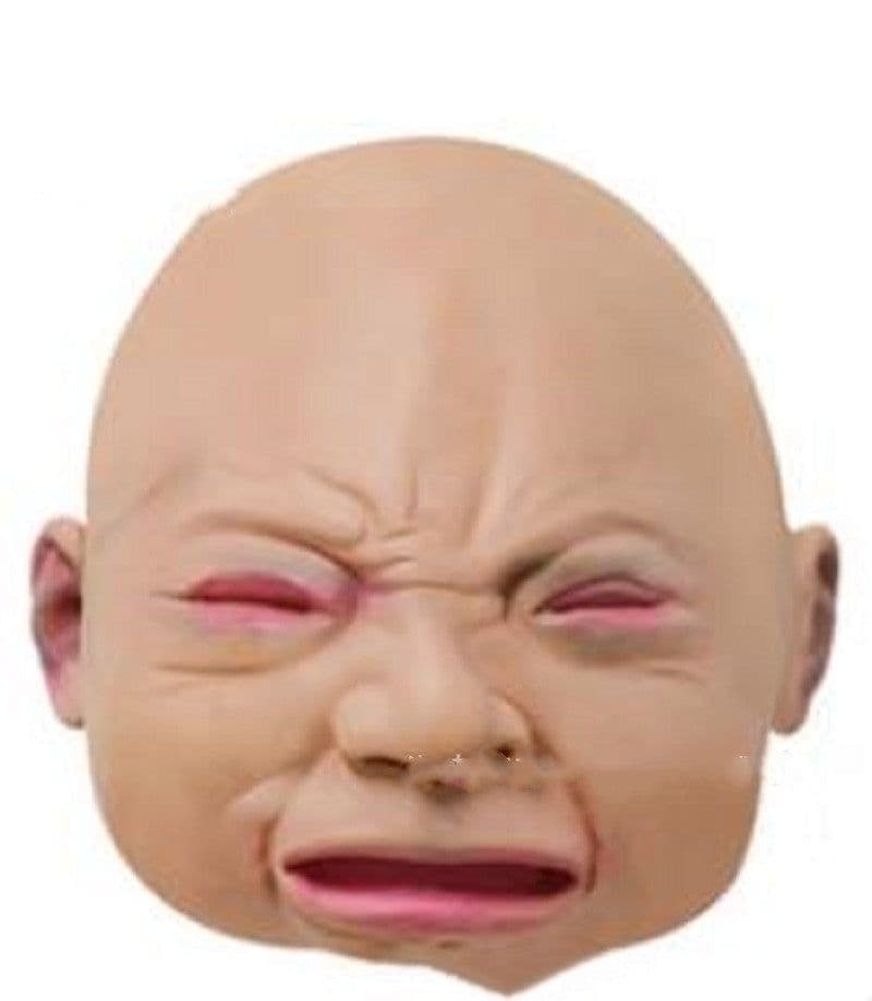 image-Crying Mask Funny S Y Angry Baby Face Latex Mask Headgear Halloween