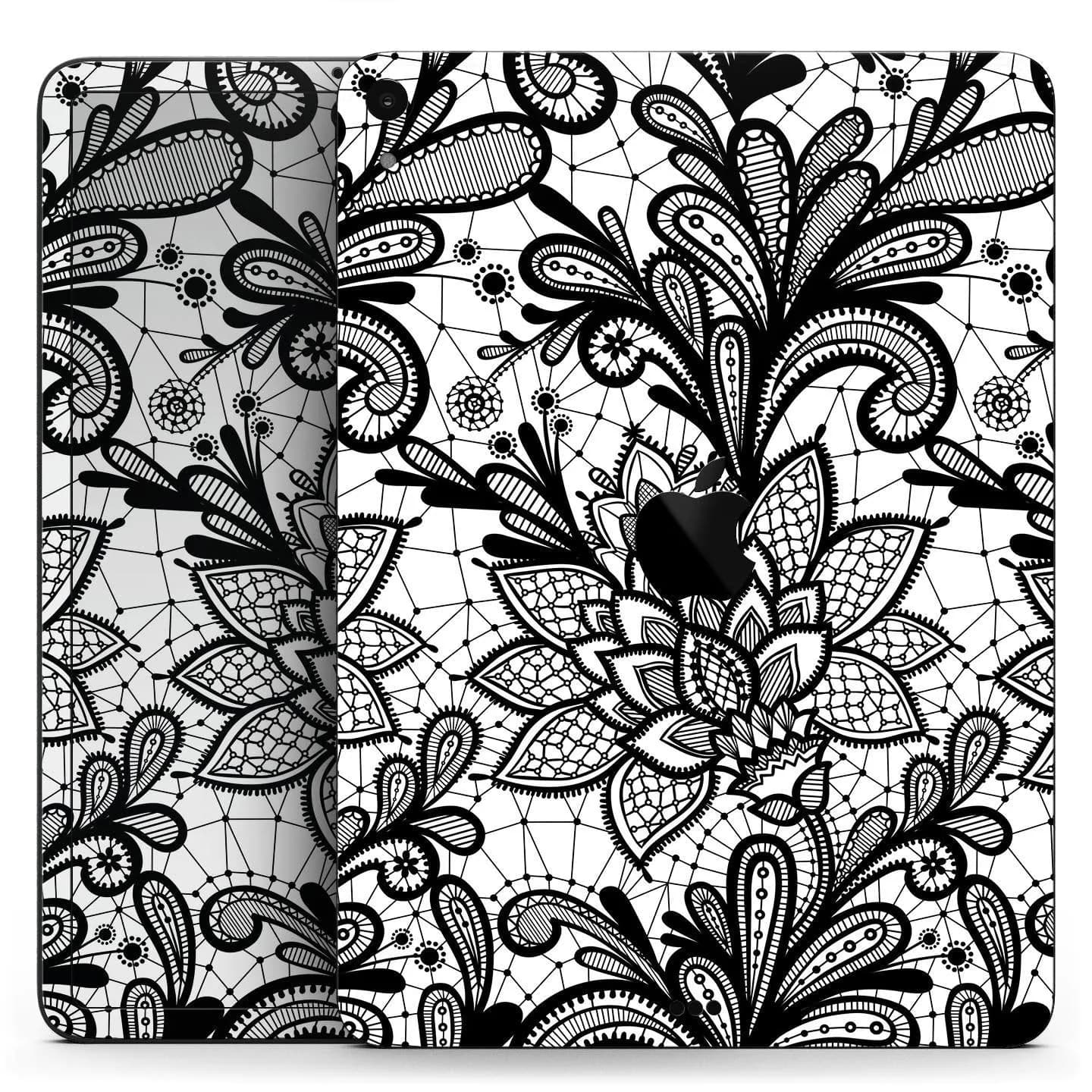image-Black and White Geometric Floral - Full Body Skin Decal for the Apple