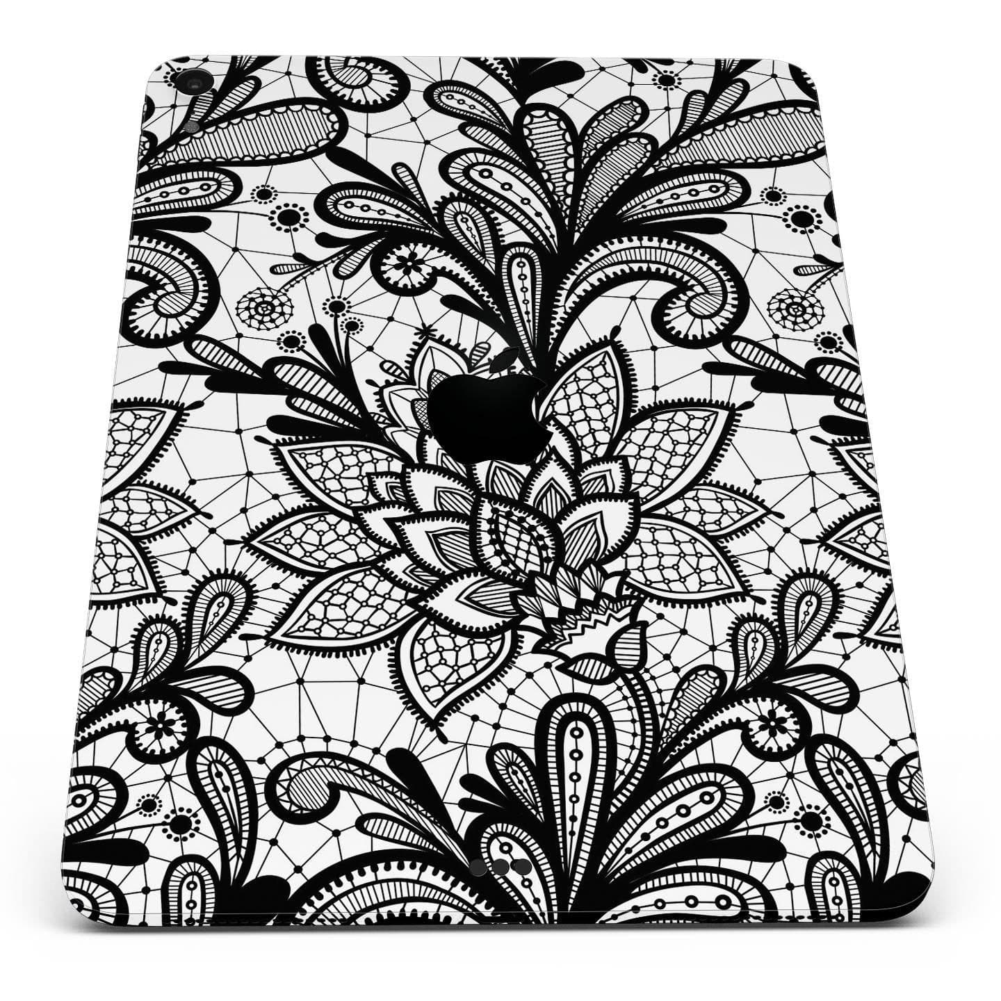 image-Black and White Geometric Floral - Full Body Skin Decal for the Apple