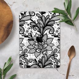 image-Black and White Geometric Floral - Full Body Skin Decal for the Apple