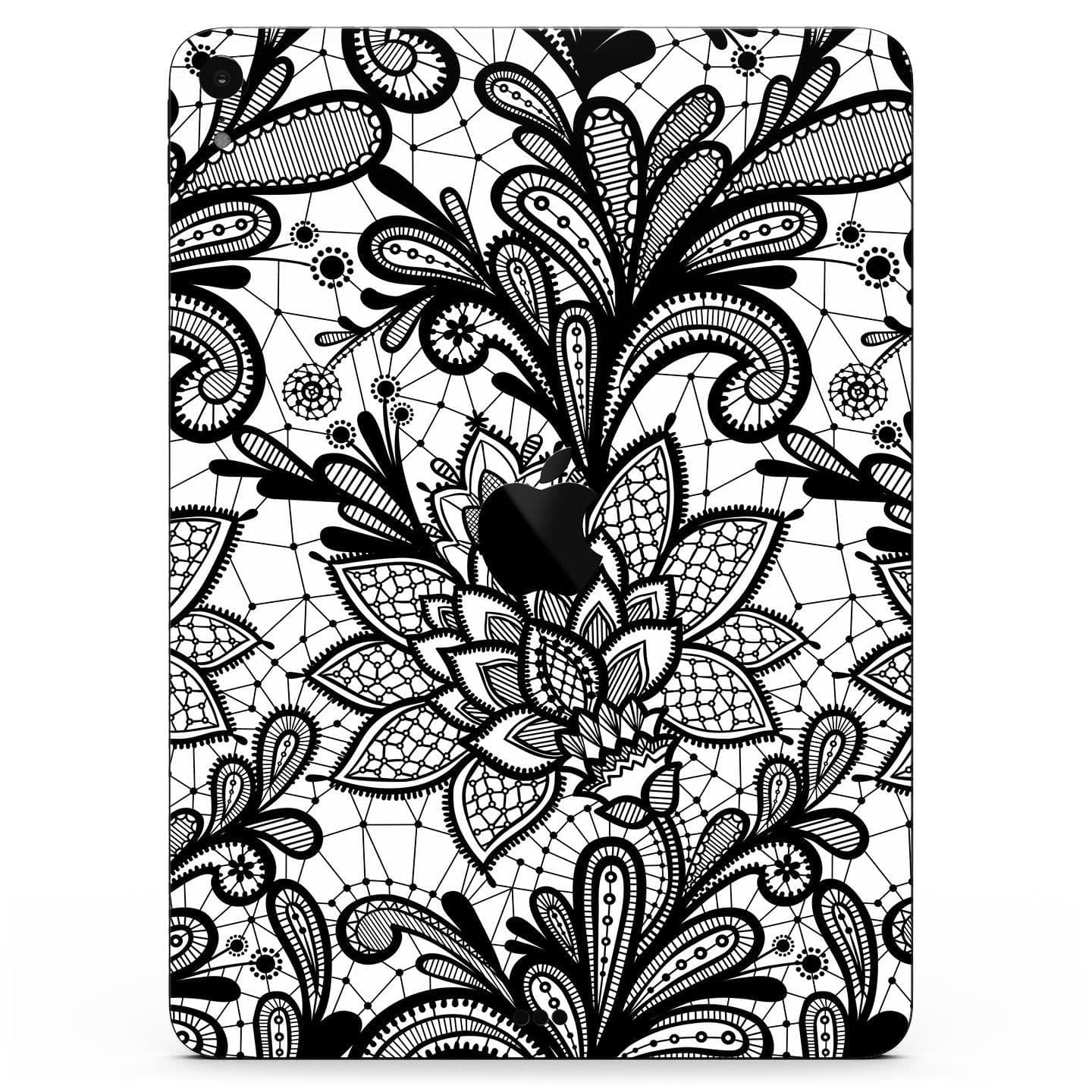 image-Black and White Geometric Floral - Full Body Skin Decal for the Apple