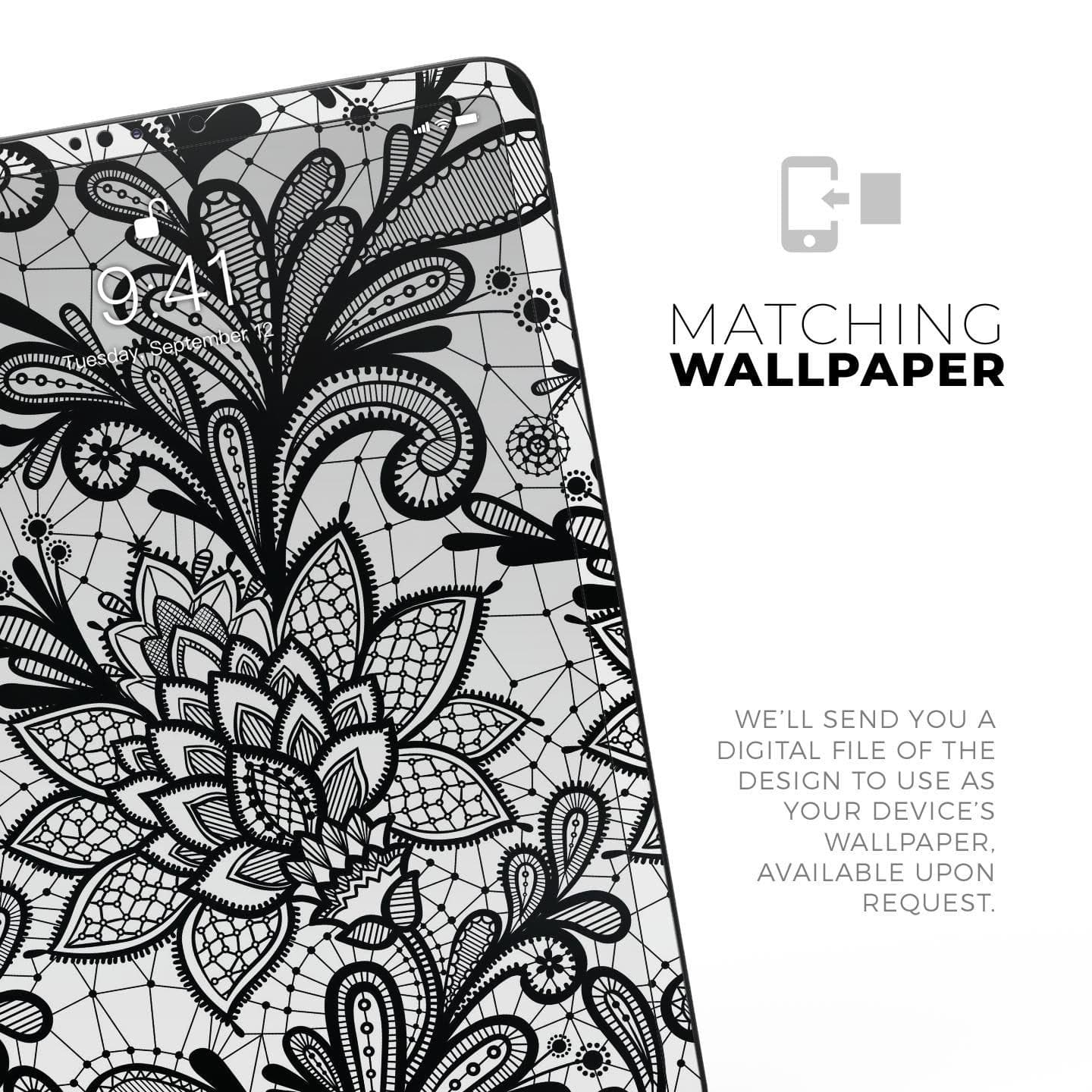 image-Black and White Geometric Floral - Full Body Skin Decal for the Apple