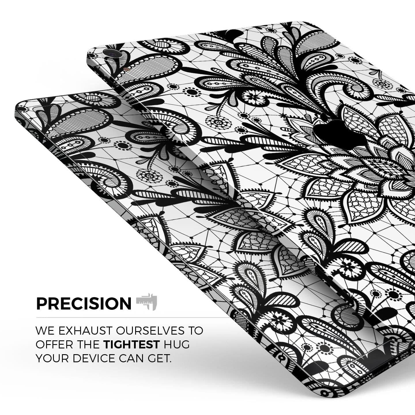 image-Black and White Geometric Floral - Full Body Skin Decal for the Apple