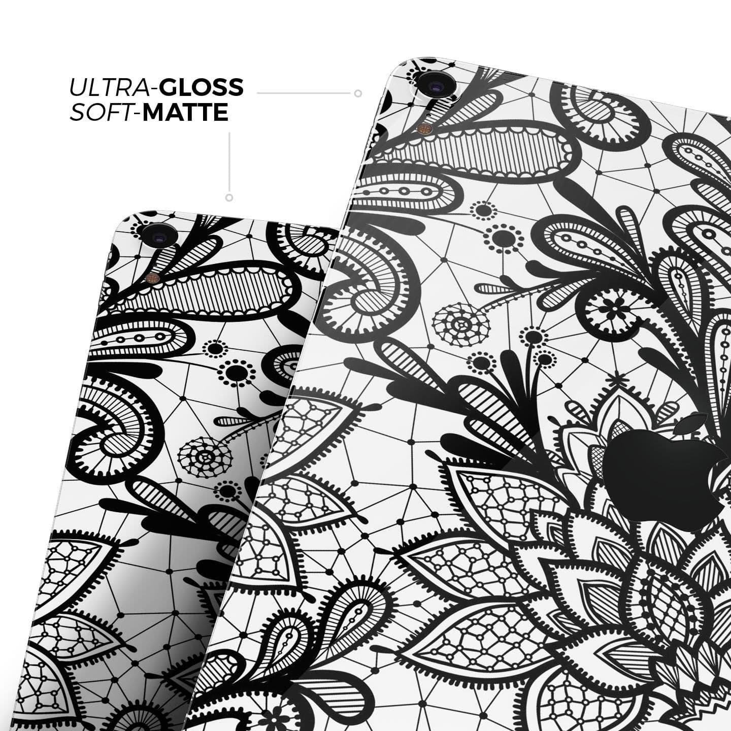 image-Black and White Geometric Floral - Full Body Skin Decal for the Apple