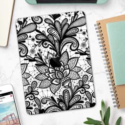image-Black and White Geometric Floral - Full Body Skin Decal for the Apple