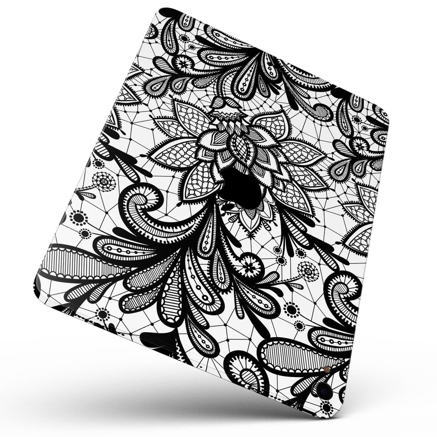 image-Black and White Geometric Floral - Full Body Skin Decal for the Apple