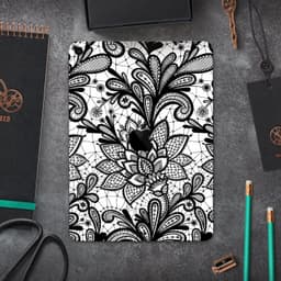 image-Black and White Geometric Floral - Full Body Skin Decal for the Apple