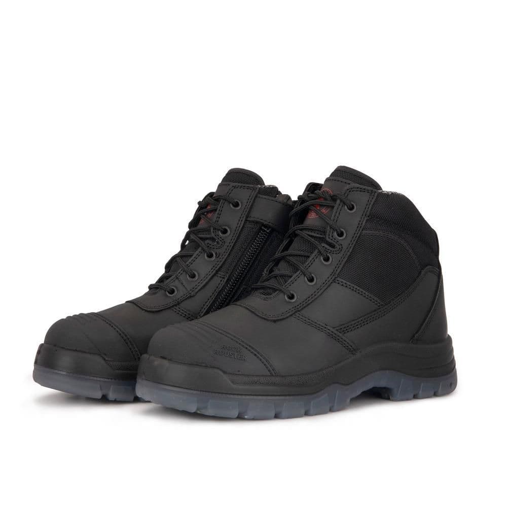 image-ROCKROOSTER Crisson Black 6 inch Zip sided Steel Toe Leather Work