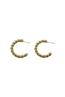 image-Gold Twisted Hoop Earrings