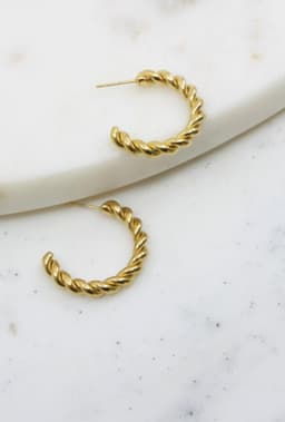 image-Gold Twisted Hoop Earrings