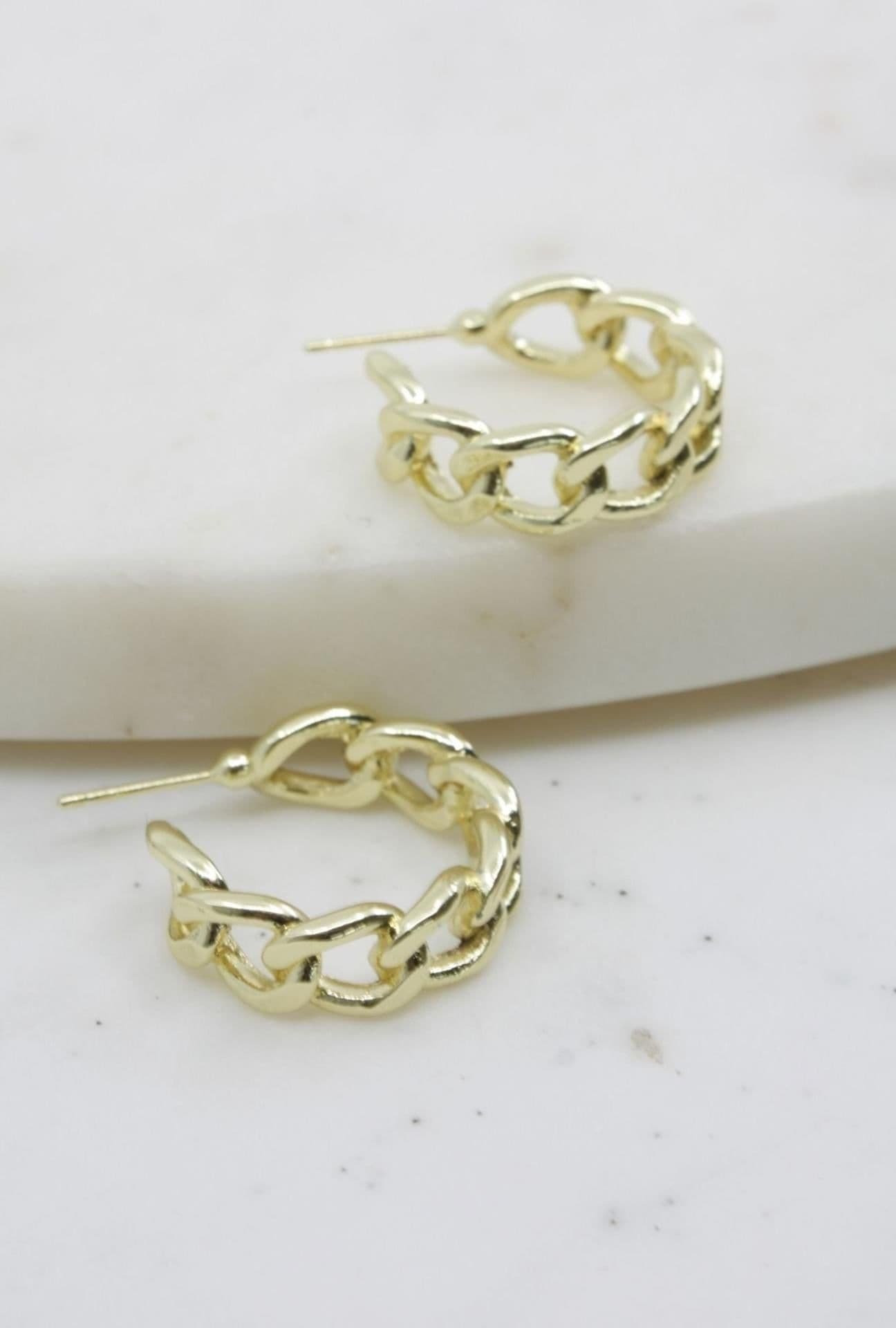 image-Curb Link Chain Hoop Earrings