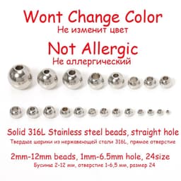 image-100pcs 2 mm-12 mm 316L Stainless Steel Beads European Ball Metal Big Hole Spacer Beads for Jewelry Making Diy Bracelet Necklace