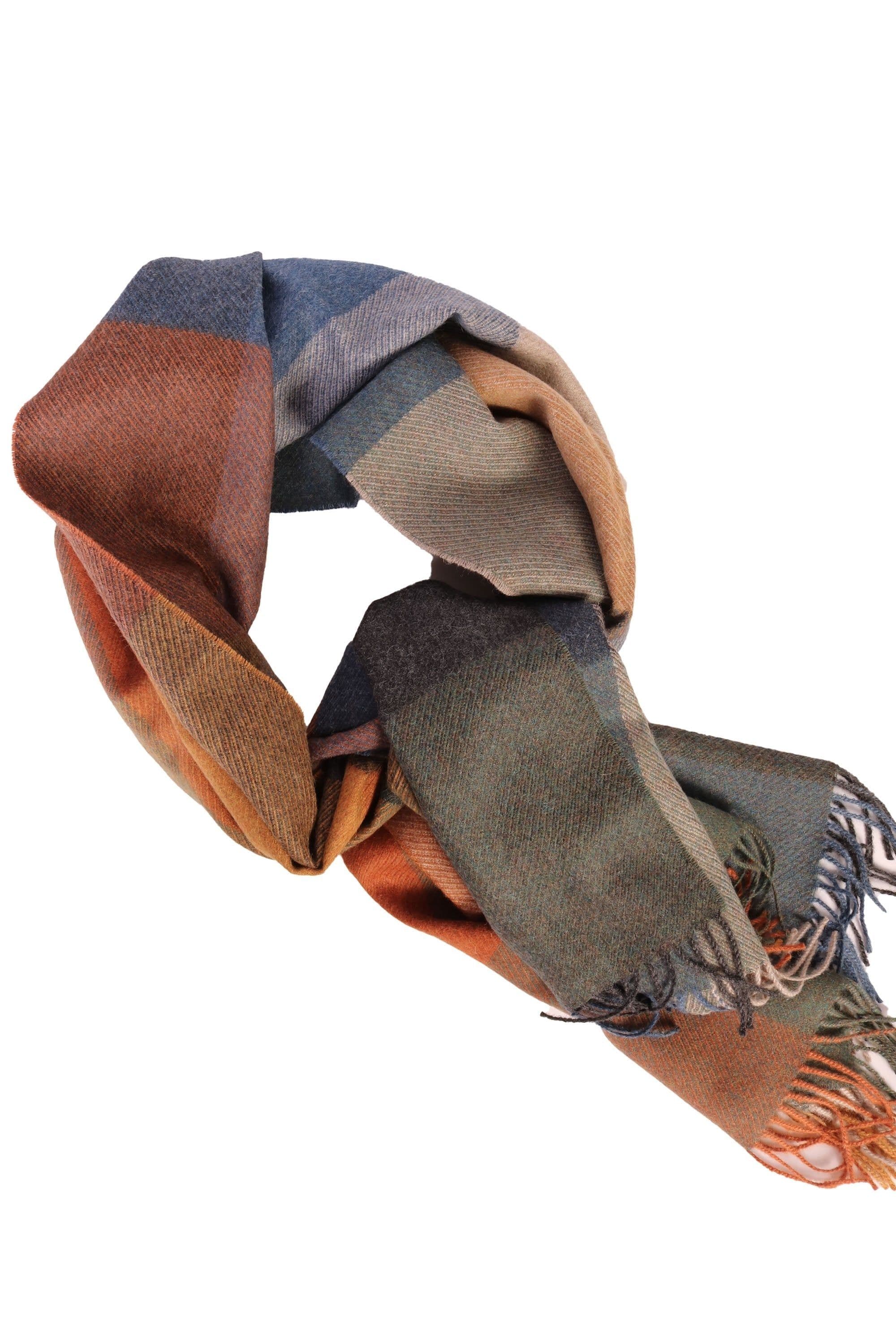 image-Colourful checked alpaca wool big scarf