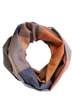 image-Colourful checked alpaca wool big scarf