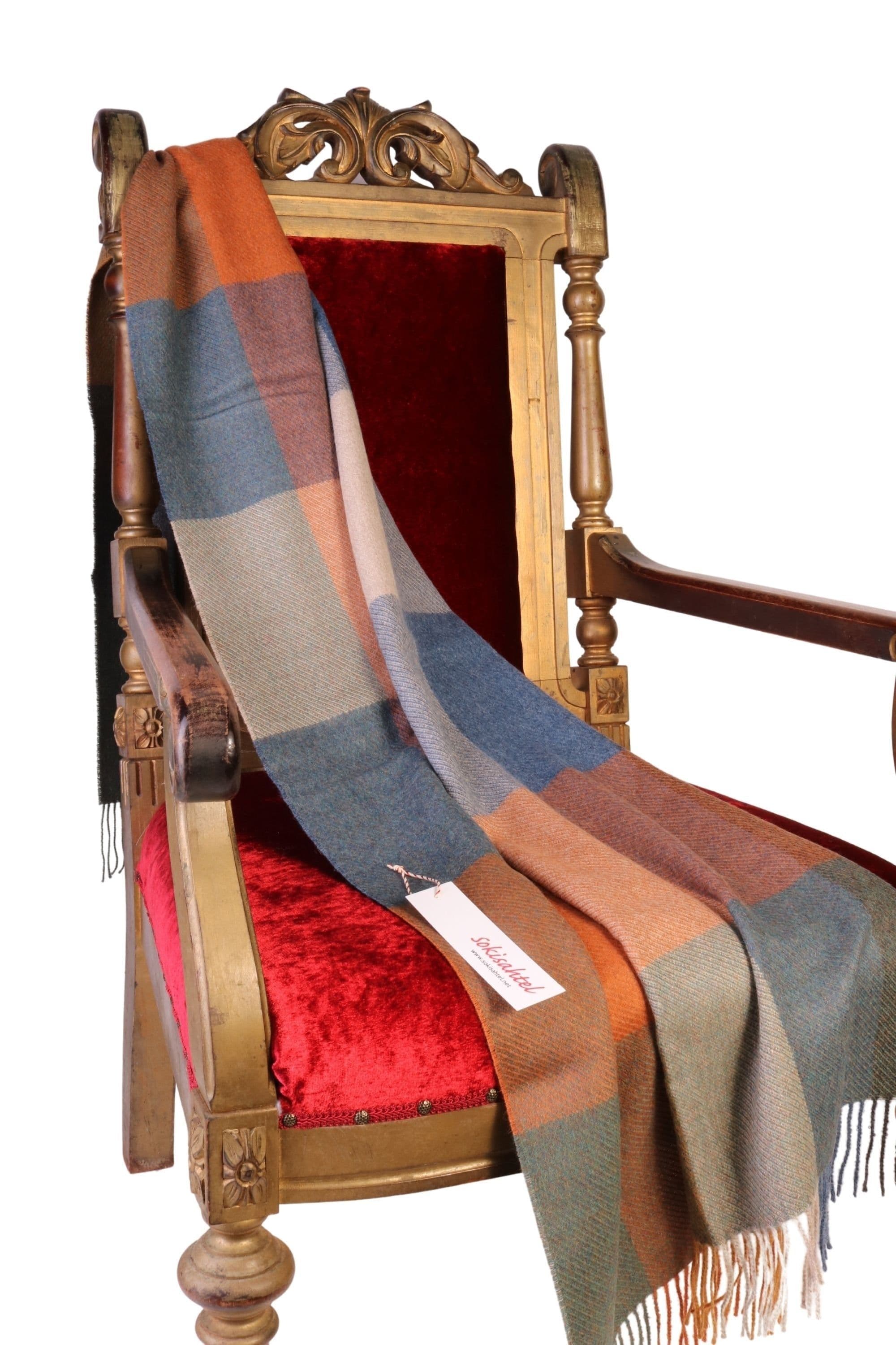 image-Colourful checked alpaca wool small plaid