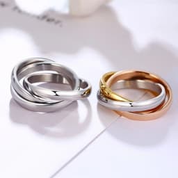 image-New Triple Interlocked Engagement Rings for Women Stainless Steel Three-in-one Promise Gift for Her Valentines Day