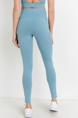 image-Highwaist Hybrid Mesh & Lattice Straps Full Pocket Leggings