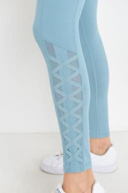 image-Highwaist Hybrid Mesh & Lattice Straps Full Pocket Leggings