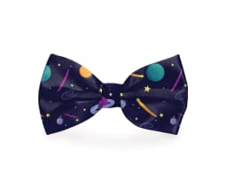 image-Space Planets Dog Bow Tie Navy Blue