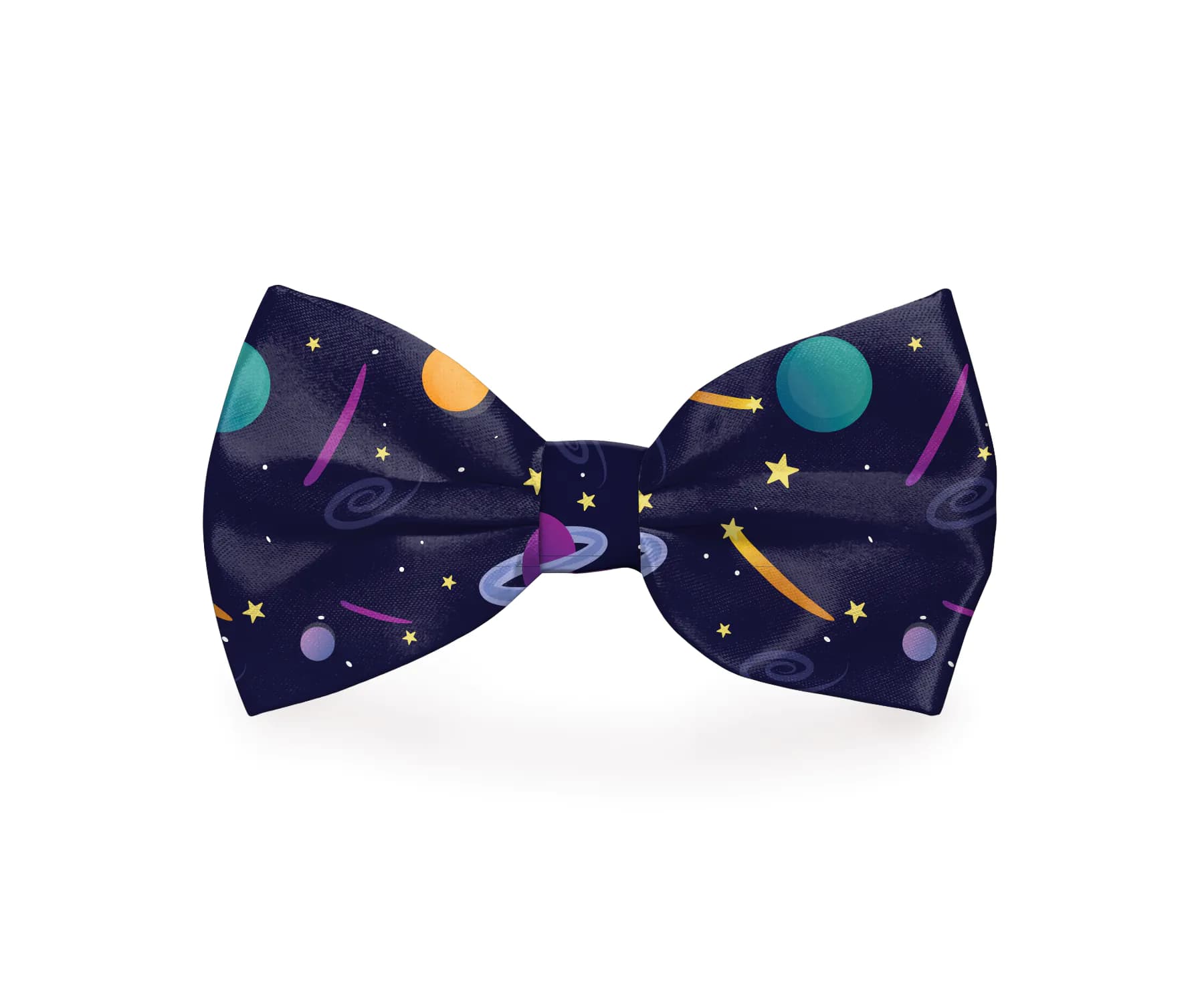 image-Space Planets Dog Bow Tie Navy Blue