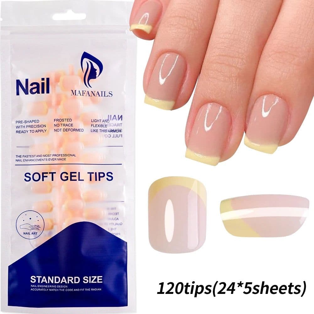 image-240/120Pcs Colorful French Short Square False Nails Full Cover Fake Nail Tip Extension Acrylic Wearable Ballerina Press on Nails